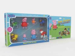 Cartoon Pup & Pig Figures Combo Set in Window Box | Collectible Character Figurines for Kids | Pack of 1 Set