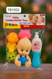 7 Pcs Baby Bottle Chu Chu Squeeze Toy Set with Rattle | Soft Baby Bath & Play Toys | Pack of 1 Set