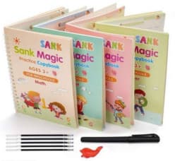 Sank Magic Practice Copybook Set of 5 | Reusable Magic Writing Books with Pen & Refills for Kids | Pack of 1 Set (5 Books)