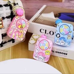Turn Table Lucky Wheel Spinner Game Keychain | Cute Cartoon Return Gift for Kids | Random Color as per Stock Dispatched | Pack of 1 Pc