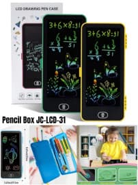 LCD Writing Tablet Pencil Box | Colourful Drawing Pad Pen Case for Kids | Color as per Stock Dispatched | Pack of 1 Pc