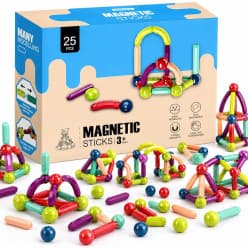 25 Pcs Magnetic Stick & Ball Building Blocks Set | Stem Magnet Construction Toy for Kids | Pack of 1 Set