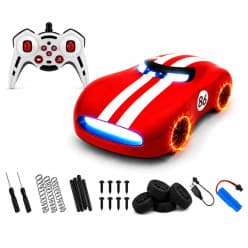 Remote Control Drift Car With Spark Effect Tyres, Lights & Music | Rechargeable Red Racing Stripe RC Car | Check Video