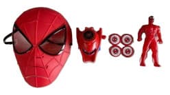 Spider-Man Mask & Wrist Disc Launcher 7 Pcs Superhero Role Play Kit | Avengers Hero Costume Set with Figure | Pack of 1 Set