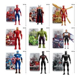 9 Piece Set 20 cm Big Size Superhero Action Figures | Spider-Man, Thor, Iron Spider, Iron Man, Hulk, Falcon, Captain America, Miles Morales & Black Panther