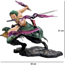 Roronoa Zoro Three Sword Style Santoryu 16 cm Anime Action Figure | One Piece Purple Energy Effect Collectible