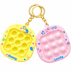 Mini Pop Game Keychain | Quick Push Bubble Fidget Pocket Game Return Gift for Kids | Random Color as per Stock Dispatched | Pack of 1 Pc