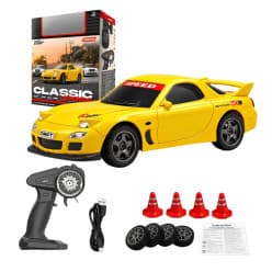 Whoosh Mazda Classic Legends 1:43 Scale Yellow Hobby RC Car 25 km 11 cm | Remote Control Toy For Kids & Hobbyists