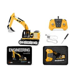 TRASPED Yellow HG4-413 Mini JCB Excavator 1:64 Scale RC Vehicle | Remote Control Toy For Kids & Hobbyists