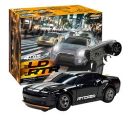 LDRC Dodge Challenger Black 1:64 Scale 4WD RC Drift Car | Remote Control Toy For Kids & Hobbyists