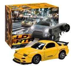 LDRC Mazda FD3S Yellow 8.3cm 1:64 Scale 4WD RC Drift Car | Remote Control Toy For Kids & Hobbyists