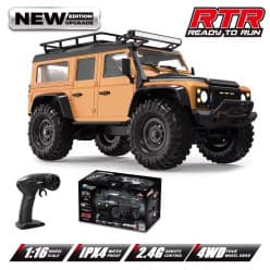 HB Toys | 1:16 Scale | 31.5 cm | Land Rover Defender 4WD RC Off-Road Climbing Car with LED Lights | Yellow | RTR Series | Remote Control Toy For Kids & Hobbyists
