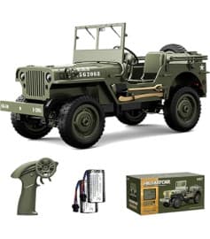 Willys 1:10 Military Jeep 4WD RC Car Without Top Roof & Winch | Remote Control Toy For Kids & Hobbyists