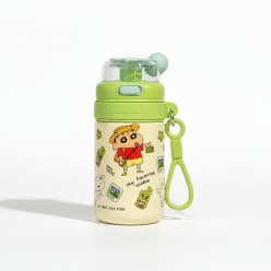 Crayon Shin-chan Lookoy 480 ml Insulated Stainless Steel Water Bottle | Straw & Push-Button Lid | Kids Sipper Bottle