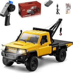 MN Model Crane Yellow 37cm 1:12 4WD RC Crawler Truck | Remote Control Toy For Kids & Hobbyists