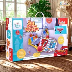 3 In 1 Deluxe Baby Play Gym Mat With Piano & Toy Arch | Racing Car Theme Activity Gym With Kick & Play Piano | 0+ Months