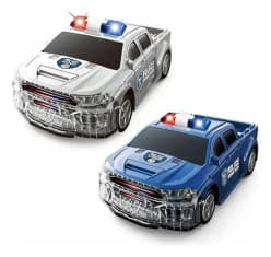 Kidoyz Blue Police Pickup Stunt Car | 2-Form Rotary Electric Car Toy with Light Display