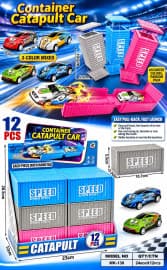Container Catapult Pull-Back Car for Kids | Easy Pull-Back, Fast Launch Racing Car with Launcher Box | Assorted Colors | Pack of 2