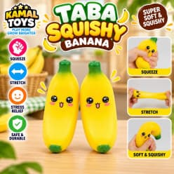 Taba Squishy Banana Toy | Soft Squeeze Stress Relief Fidget Toy for Kids | Pack of 3 Pcs