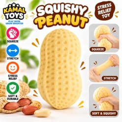 Squishy Peanut Toy | Soft Squeeze Stress Relief Fidget Toy for Kids | Pack of 3 Pcs