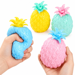 Pineapple Squishy Toy | Soft Fruit Squeeze Stress Relief Fidget Toy for Kids | Pack of 3 Pcs