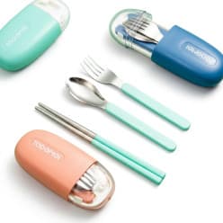 Tedemi Premium Stainless Steel Travel Cutlery Set | Spoon, Fork & Chopsticks in Portable Case | BPA Free, Rust Resistant | Color as per Stock dispatched