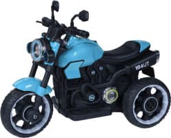 Blue Kids Electric Ride-On Sport Motorcycle with Bluetooth Music, Front Headlight, Rear Light, Hand Accelerator, Forward & Reverse Function, and 3-Wheel Design for Kids