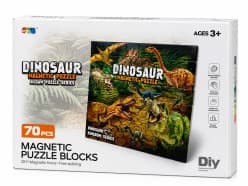 Dinosaur Magnetic Puzzle Building Blocks for Kids | 70 Pcs DIY STEM Construction Set | Ages 3+
