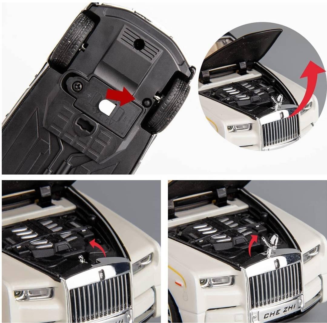 Rolls Royce Phantom Die-Cast 1:32 Scale Model Metal Car with Light & Sound  (White, Pack of: 1)