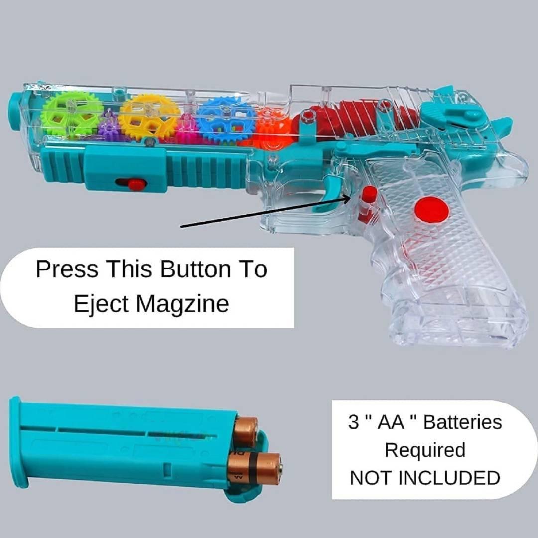 Gear Gun with 3D Lights and Music Pretend Play Toy Gun Kids Baby Toy Multi Color  (Multicolor)