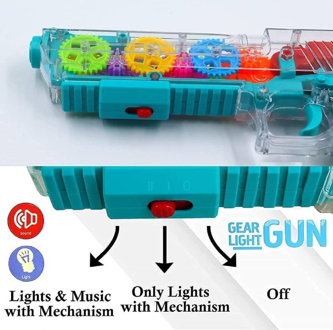 Gear Gun with 3D Lights and Music Pretend Play Toy Gun Kids Baby Toy Multi Color  (Multicolor)