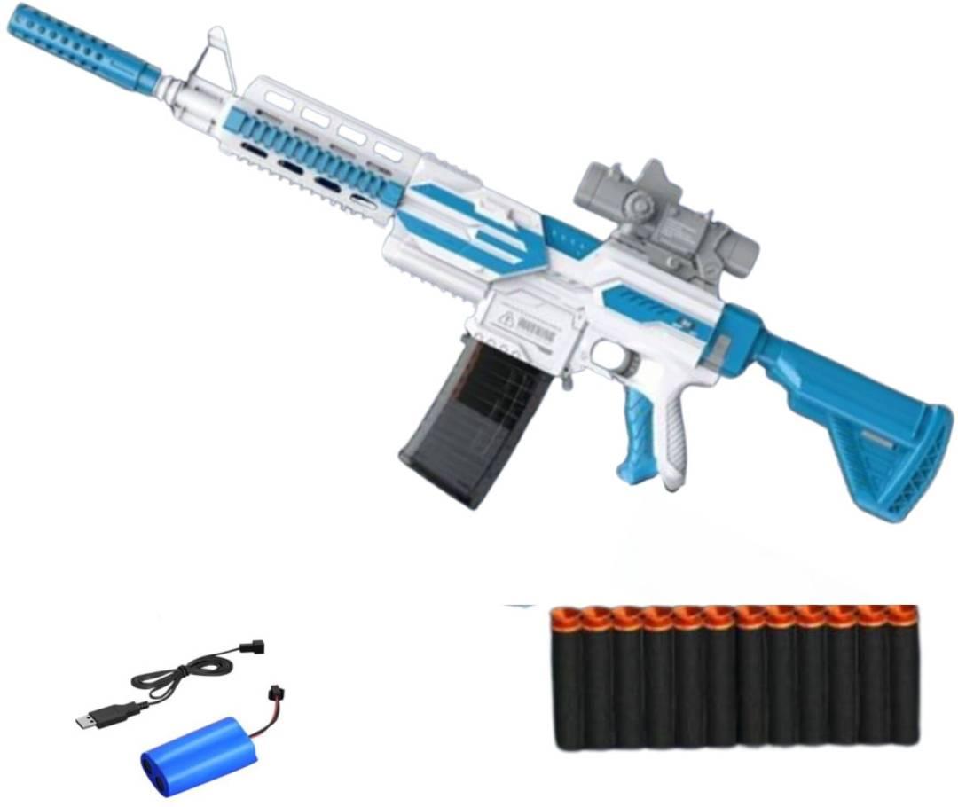 Storm Shooting M4A1 Gun Electric Burst Soft Bullet Automatic Rifle with Scope Guns & Darts  (Blue)