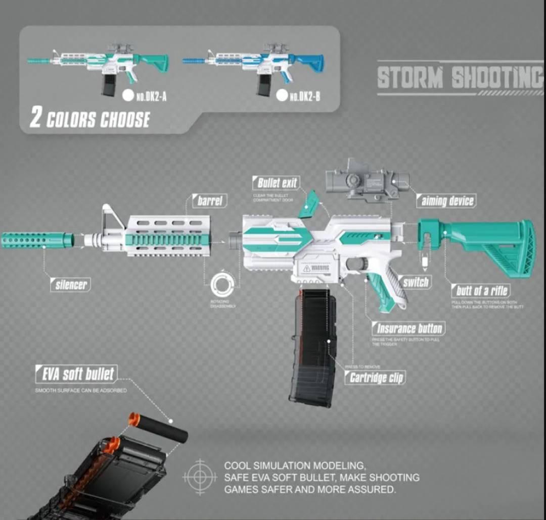 Storm Shooting M4A1 Gun Electric Burst Soft Bullet Automatic Rifle with Scope Guns & Darts  (Blue)