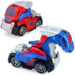 2 in 1 Dino Roaring Car Deformed Brachiosaurus Car for Kids with Light & Music (Multicolor)