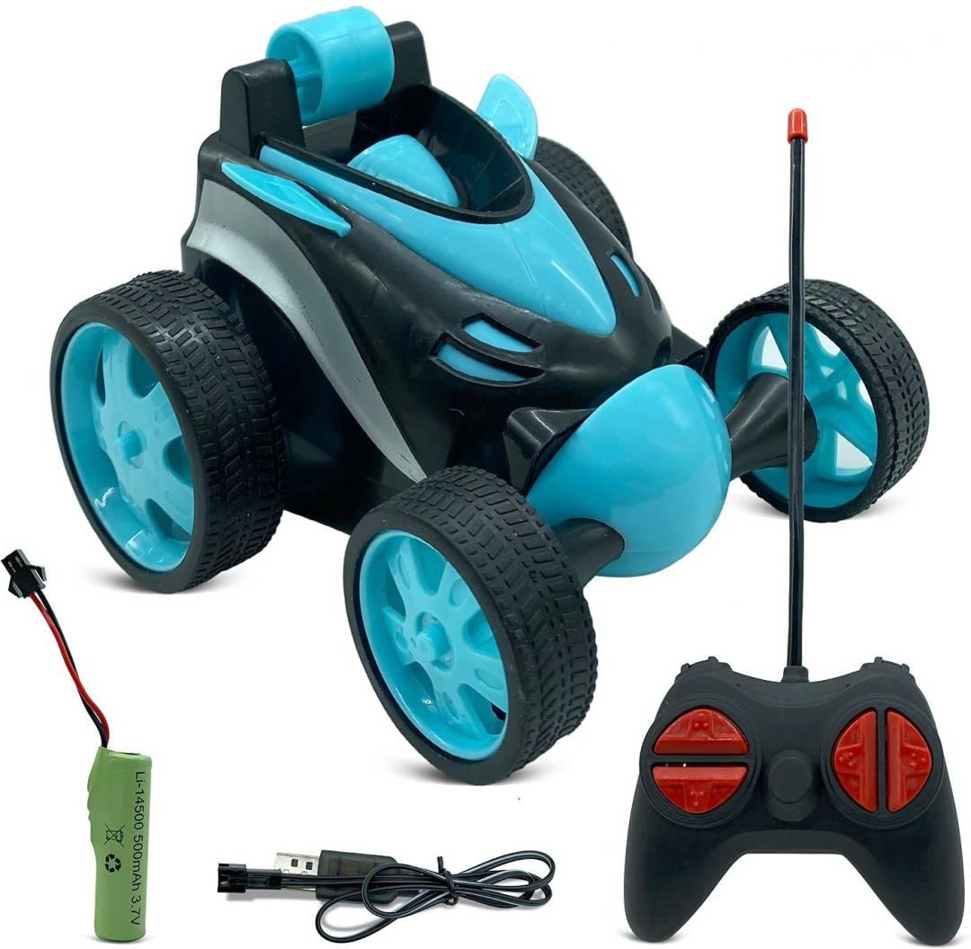 Remote Control Stunt Car Vehicle 360°Rotating Rolling Radio Control Electric Racing Car (BLUE)  (Blue)