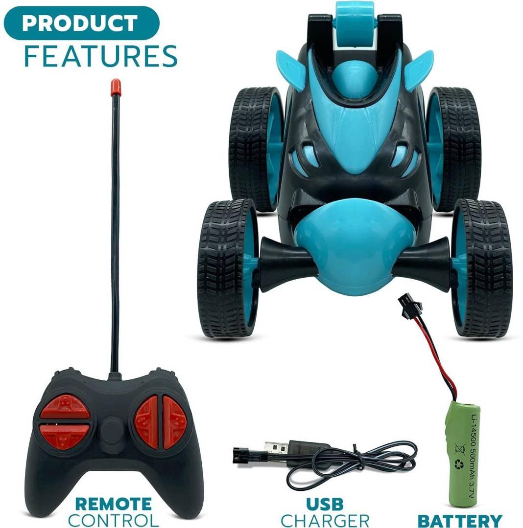 Remote Control Stunt Car Vehicle 360°Rotating Rolling Radio Control Electric Racing Car (BLUE)  (Blue)
