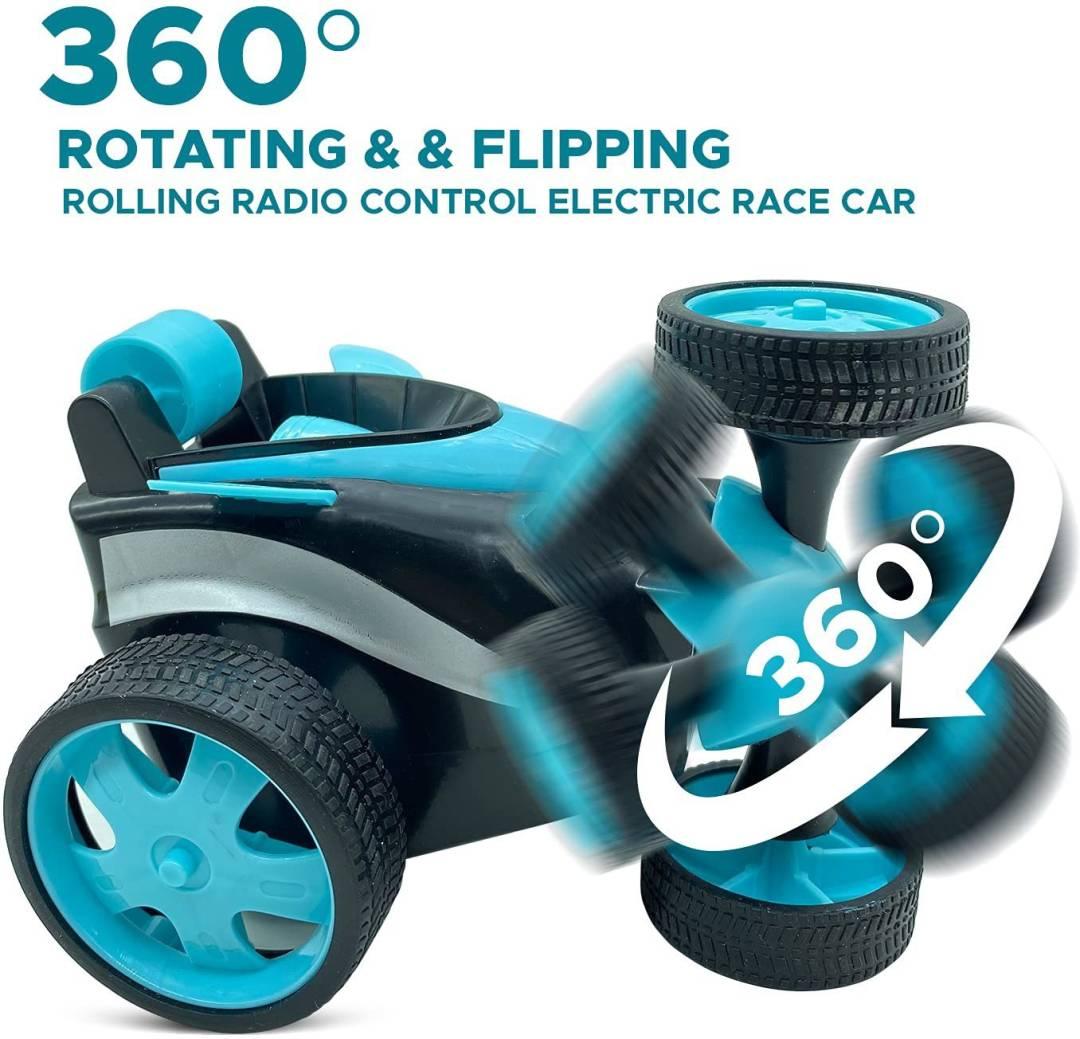 Remote Control Stunt Car Vehicle 360°Rotating Rolling Radio Control Electric Racing Car (BLUE)  (Blue)