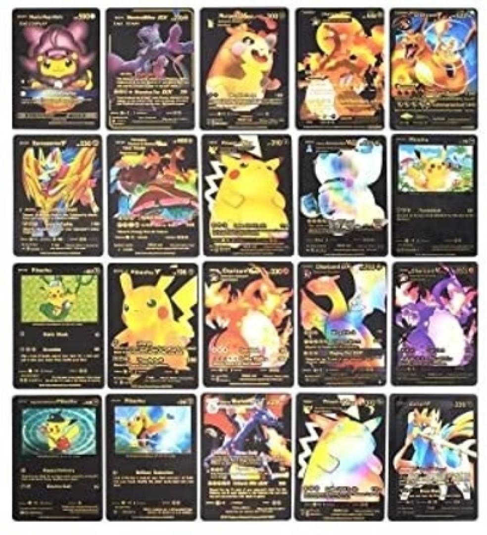 Pokemon 55 Pcs Black Foil Cards (, V, GX, EX & Basic cards )  (Black)