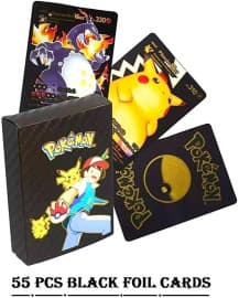 Waterproof 55pcs Pokemon Black Foil Card Box V Series Vmax Gx Ex Cards (Black)