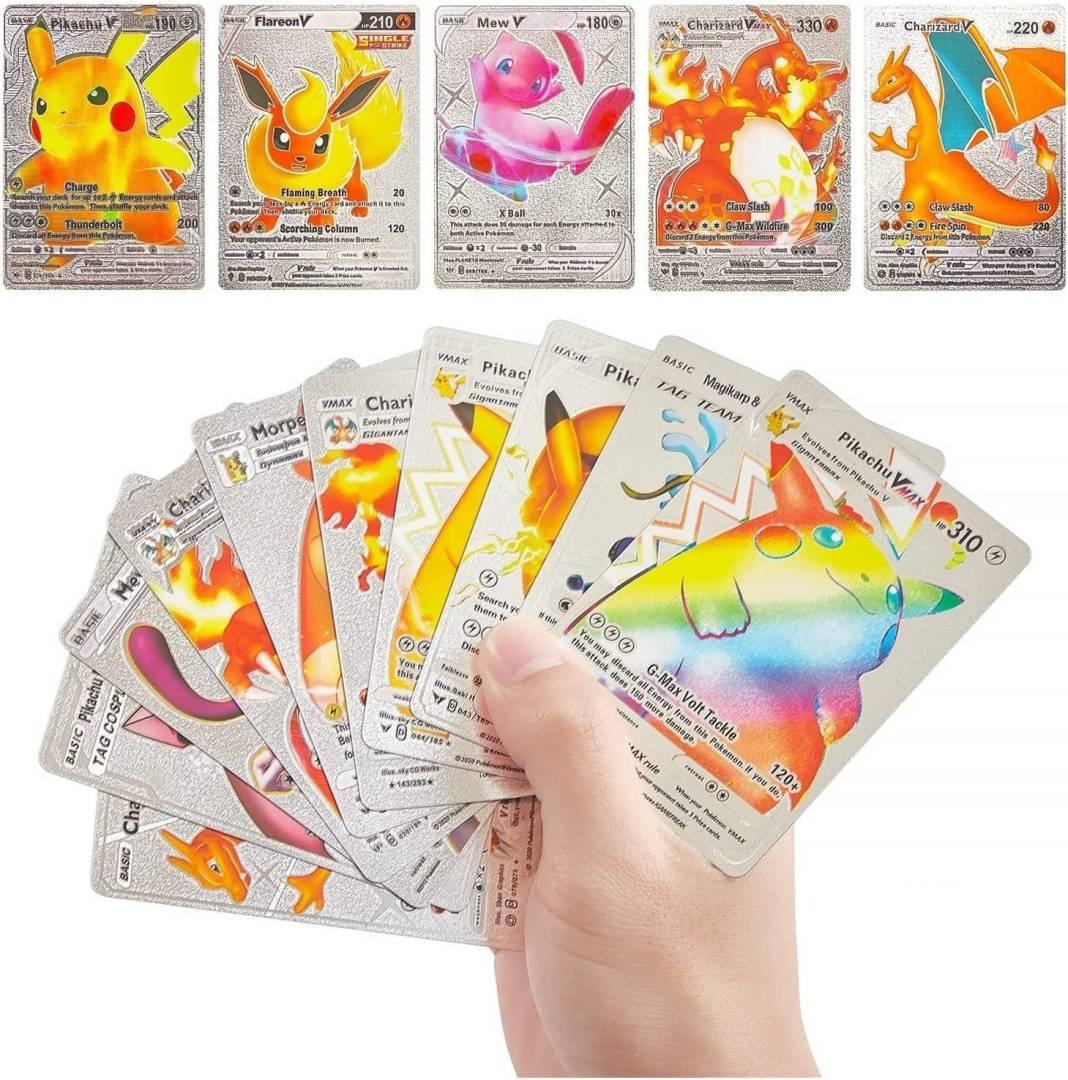 Pokemon Playing Cards 55 Pcs Silver Foil Card Deck Box V Series Vmax Gx Ex Ox  (Silver)