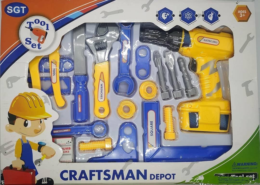 19-Piece Craftsman Depot Mechanical Tool Set for Kids, Boys Ages 3 and Up