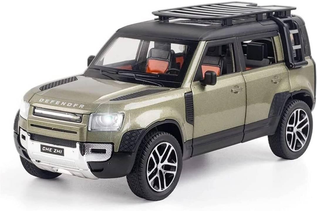 1:24 Diecast Land Rover Defender Alloy Pull Back Car with Lights & Sound for Kid  (Golden, Silver, Pack of: 1)