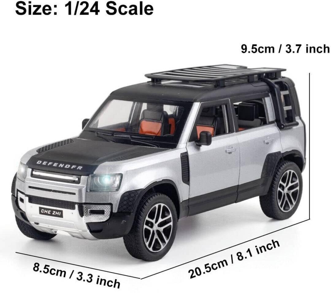 1:24 Diecast Land Rover Defender Alloy Pull Back Car with Lights & Sound for Kid  (Golden, Silver, Pack of: 1)
