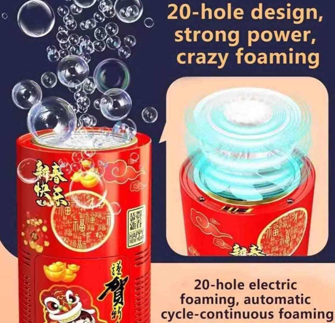 Fireworks Bubble Maker Machine With Light & Music - 1 Bubble Solution Bottle Toy Bubble Maker