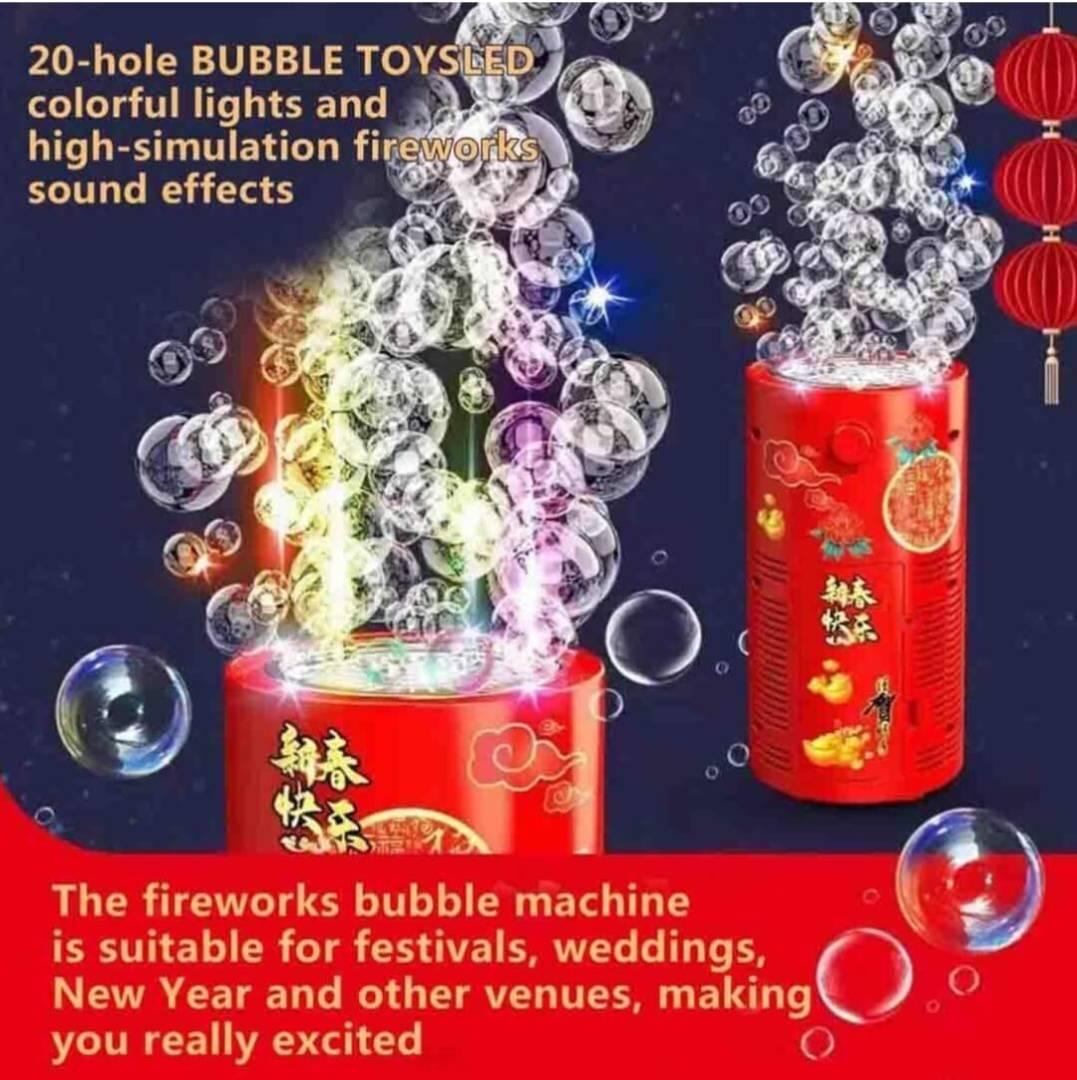 Fireworks Bubble Maker Machine With Light & Music - 1 Bubble Solution Bottle Toy Bubble Maker
