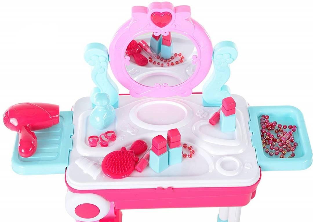 Unique Creation Trolley Case Beauty Set for Girls,Makeup Tool Sets Pretend Play Workbench Playset Educational Toy for Kids(Trolley Case Beauty Set)