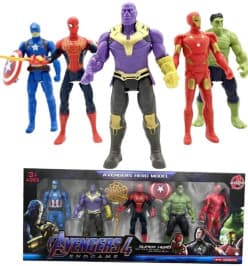 Avenger Toy Set- Captain America , Iron man , Spiderman , Hulk & Thanos (Multicolor)