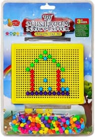 DIY Mushroom Nail Platter Pegboard Game for Kids | Knobs & Block Jigsaw Puzzle | Pack of 200+ Plastic Nails Block