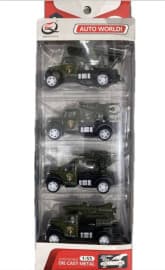 Kidoyz Die Cast 1:55 Military Truck Pull Back Metal Truck Set of 4 for Kids (Green, Pack of: 1)