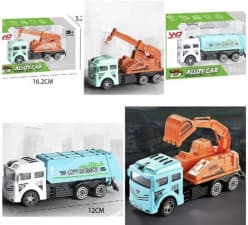Kidoyz Die Cast City Service Vehicle Set of 3 Pull Back Metal Truck with Light & Sound (Multicolor, Pack of: 3)